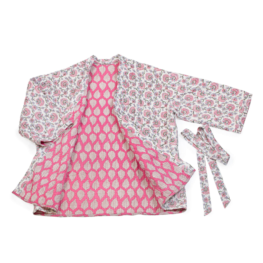 Long cotton quilted tie jacket