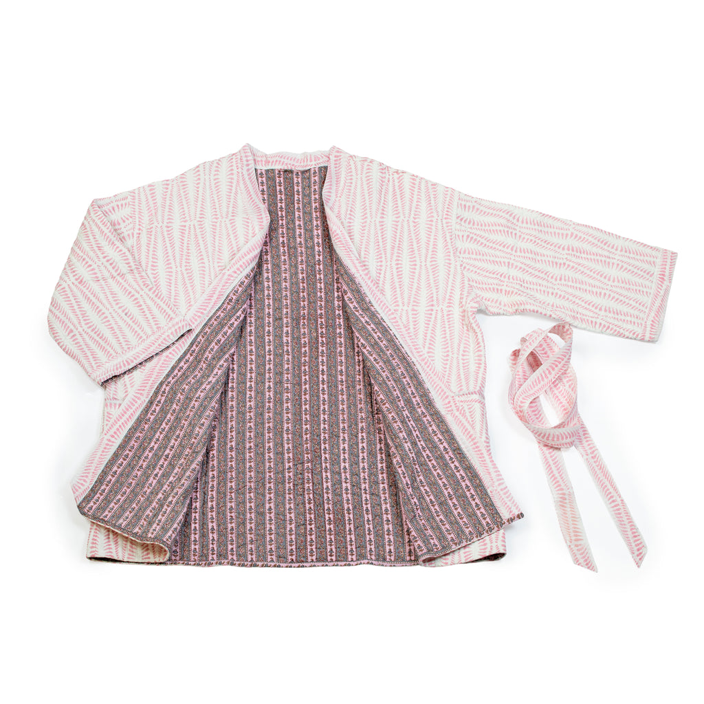 Long cotton quilted tie jacket