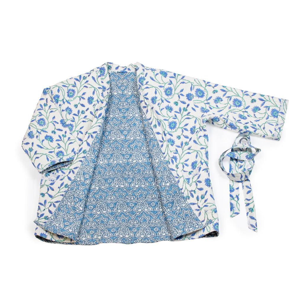 Long cotton quilted tie jacket